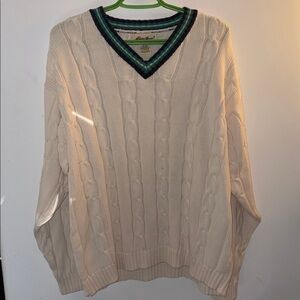 Eddie Bouer white cable knit sweater